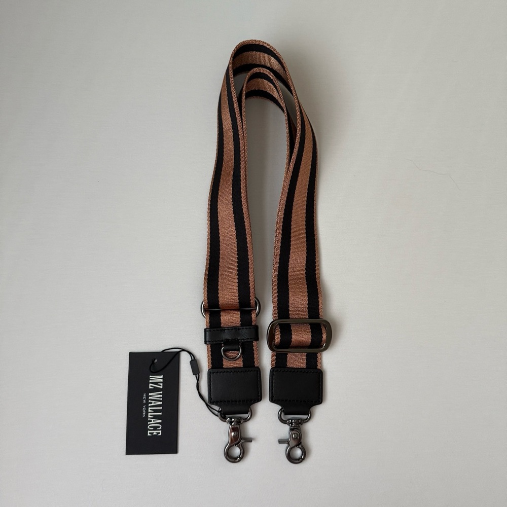 NWT MZ Wallace Crossbody Strap in Black/Gold Brown (Shimmer)